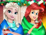 Disney Princess Playing Snowballs Game