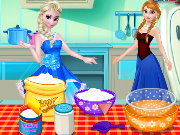 Frozen Sisters Cooking Cake
