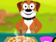 Puppy cooking pizza