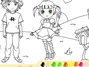 Girl and boy online coloring