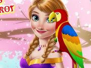 Ice Princess And Cute Parrot
