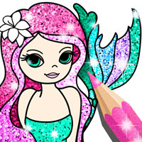 Mermaid Coloring Book Glitter Game