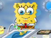 SpongeBob washing dishes
