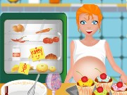 Pregnant Mom Cooking Muffins