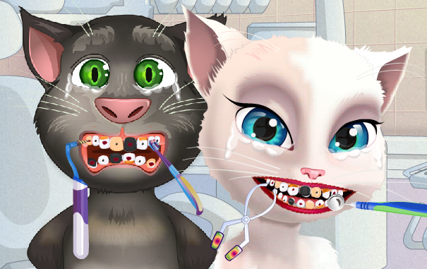 Talking Tom and Angela at the Dentist Game