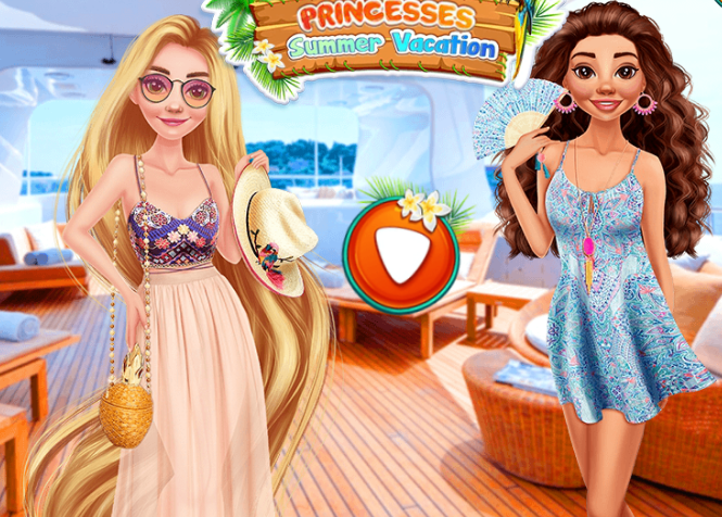 Moana and Rapunzel Summer Vacation Game