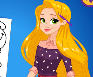 Princess Rapunzel Art School Game