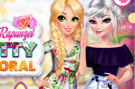 Princess Elsa And Rapunzel Pretty In Floral Game