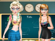 Elsa And Anna Highschool Game