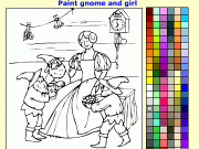 Gnome and girl coloring Game