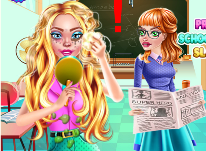 Princess Slacking School Make Up Game