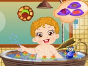 Cute Little Baby Bathing