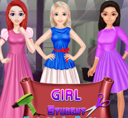 Girls Student Hairstyle Design Game