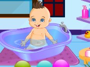 Cute baby bathing