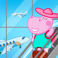 Hippo Family Airport Adventure Game