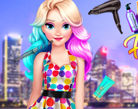 Elsa Neon Hairstyle Game