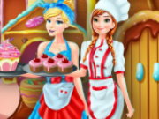 Anna And Cinderella At The Cupcakes Factory Game